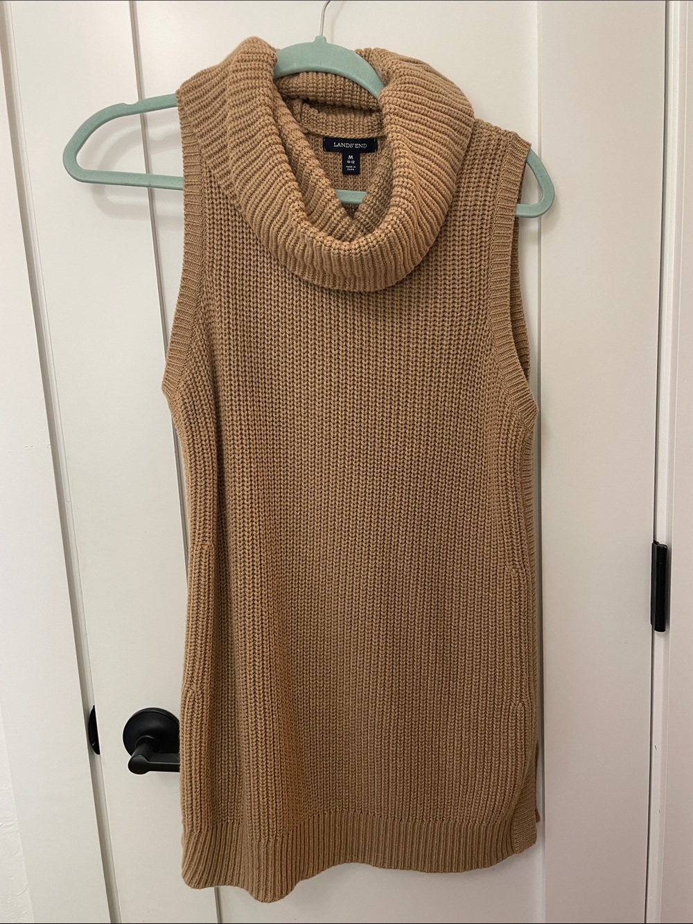 Lands' End Sleeveless Cowl Neck Sweater - Camel/Tan